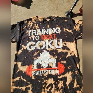 Hand made acid washed goku gym shirt